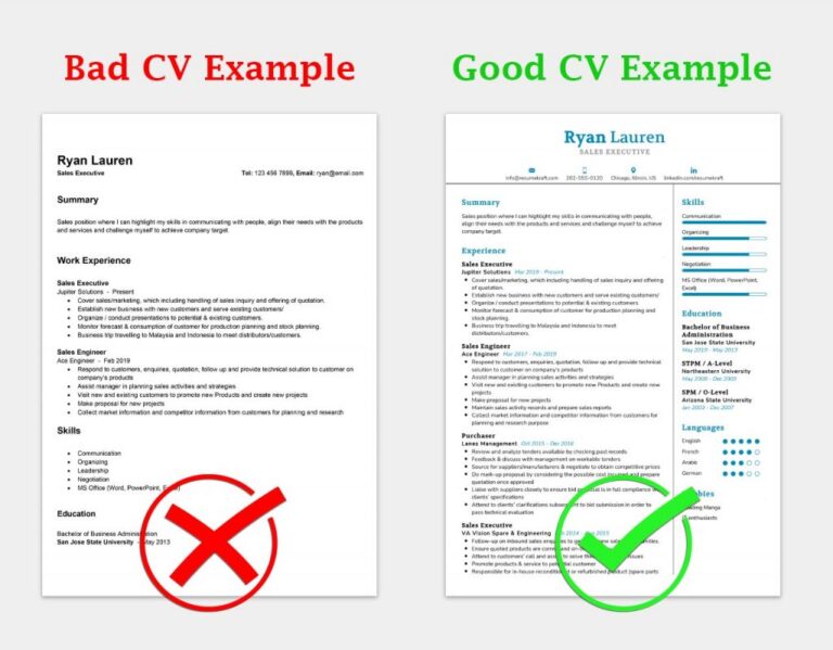 Good Bad CV Resume